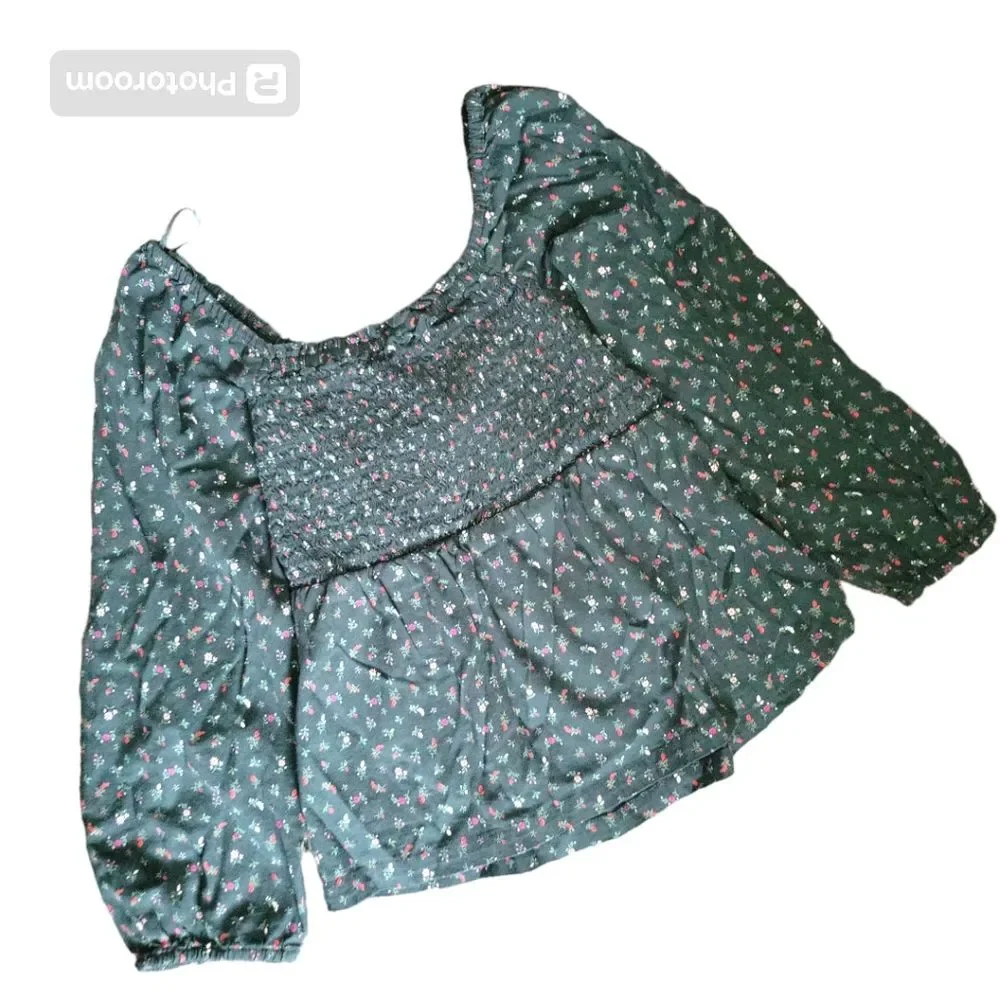 OLD NAVY Green Floral Blouse